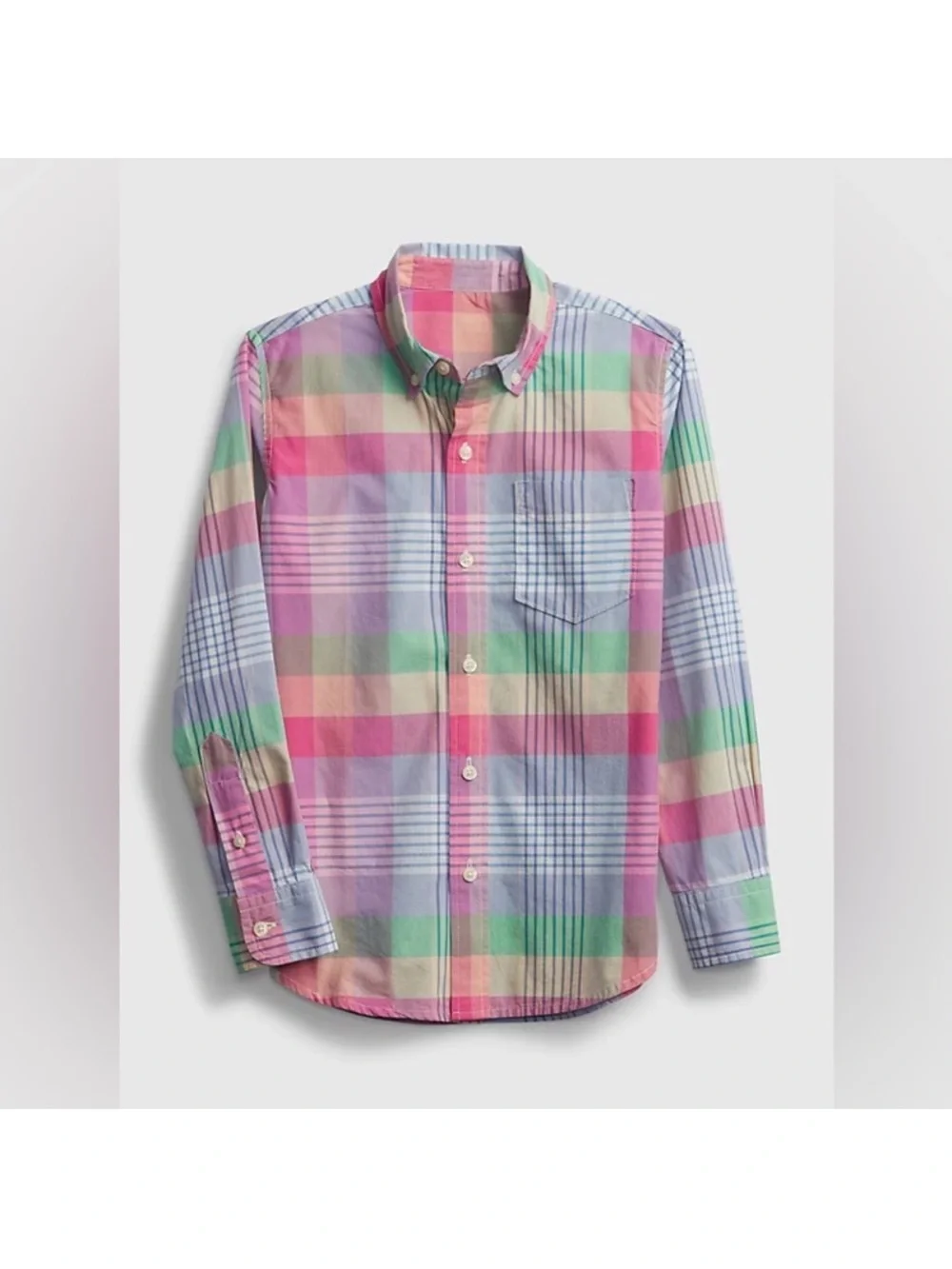 GAP Multicolor Pastel Plaid Button-Down Shirt